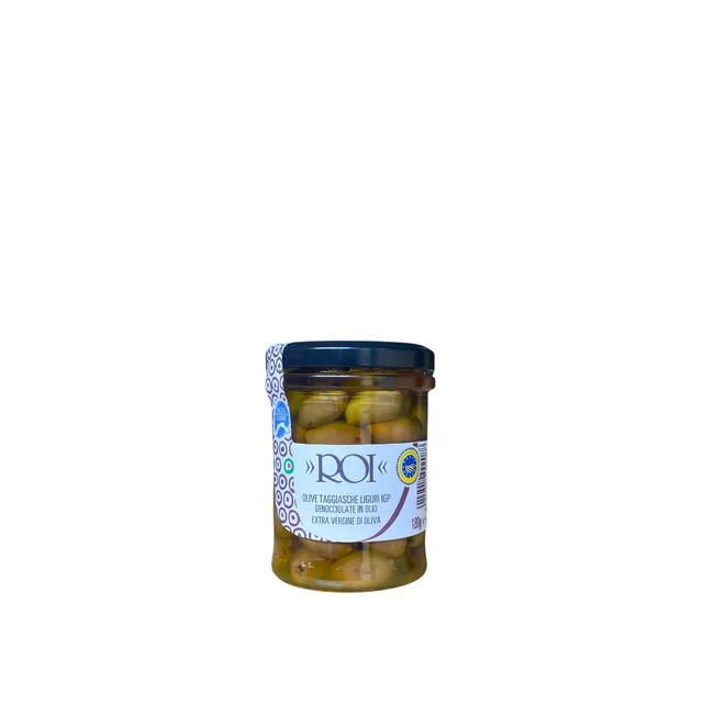 olio-roi-olive-taggiasche-igp-denocciolate-in-olio-vasetto-180-g image 1