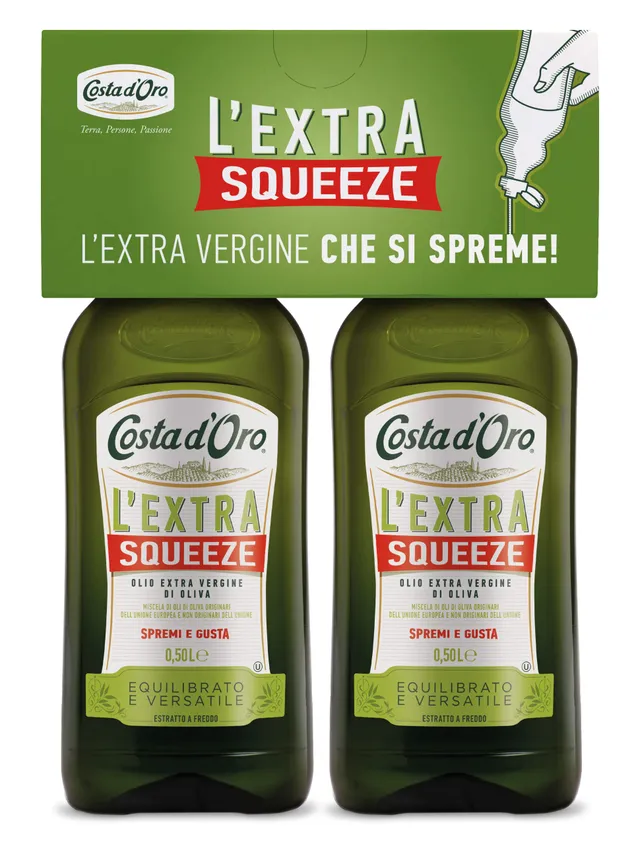costa-d-oro-l-extra-squeeze-bipack-2x500-ml-olio-extravergine-con-tappo-salvagoc image 1