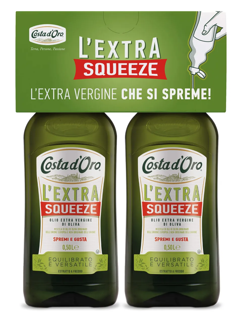 costa-d-oro-l-extra-squeeze-bipack-2x500-ml-olio-extravergine-con-tappo-salvagoc image 1