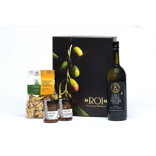 olio-roi-box-zerni-confezione-regalo-con-evo-taggiasca-1l-olive-e-pasta image 1